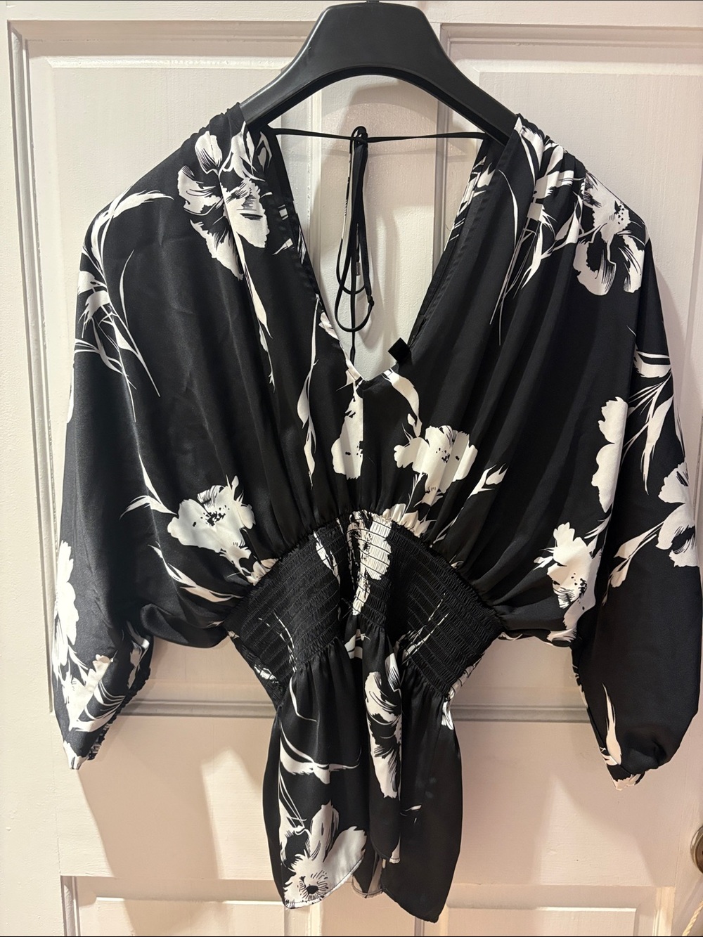 3/4 Sleeve Smocked Waist Kimono Top